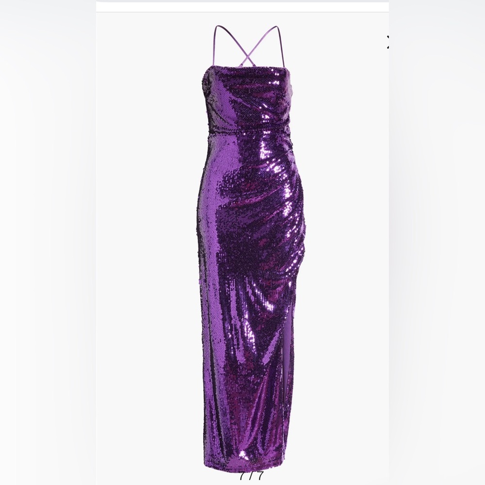 Lulu's Purple Sequin Strapless Bodycon Maxi
